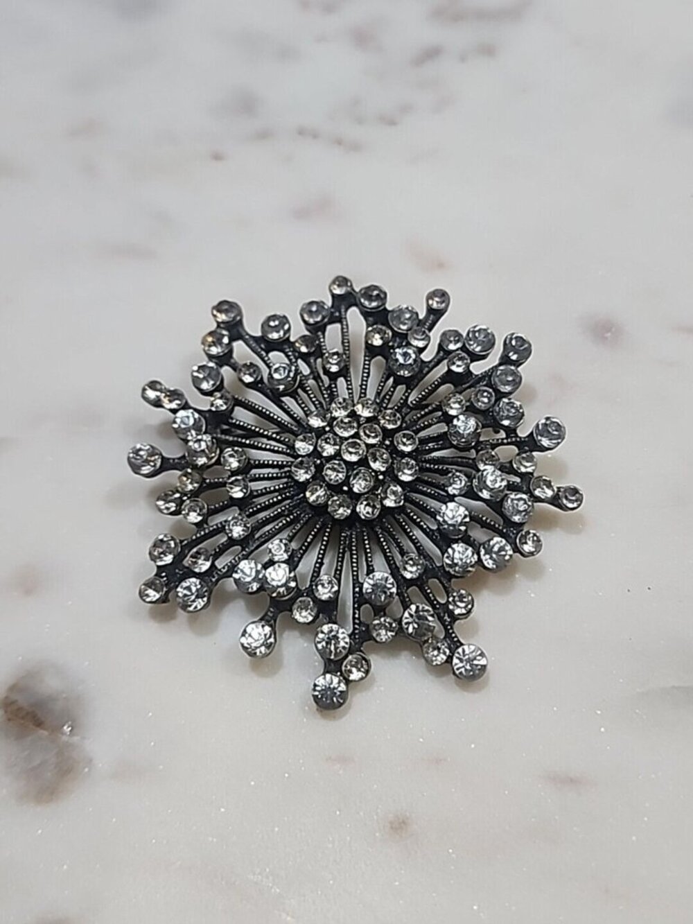 Black Sun / Floral Burst Unique Pin Brooch 2 inch